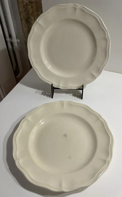 2 Assiettes Plates Sarreguemines Digoin Dv Couleur Ivoire Bord Chantourne Deco