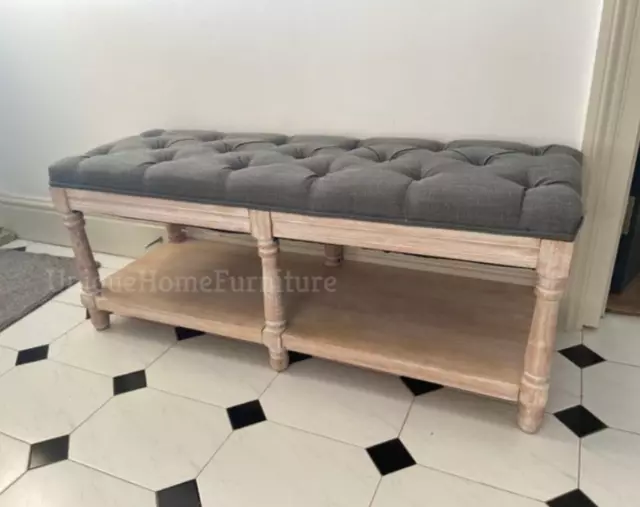 French Style Bench Shabby Chic Ottoman Bed Stool Vintage Antique Window Seat Leg