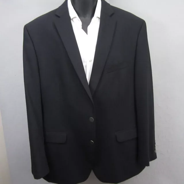 Calvin Klein Mens Sport Coat Size 46R Navy Blue Wool Blend Blazer Double Vent