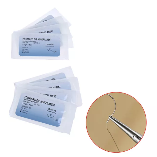 12Pc Polypropylene Medical Needle Suture Monofilament Thread Suture Practice Kit