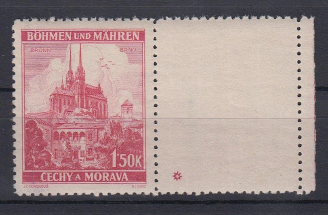 Böhmen + Mähren 30 Leerfeld re. Sternchen Lindenzweig und Landschaften 1,50 K**
