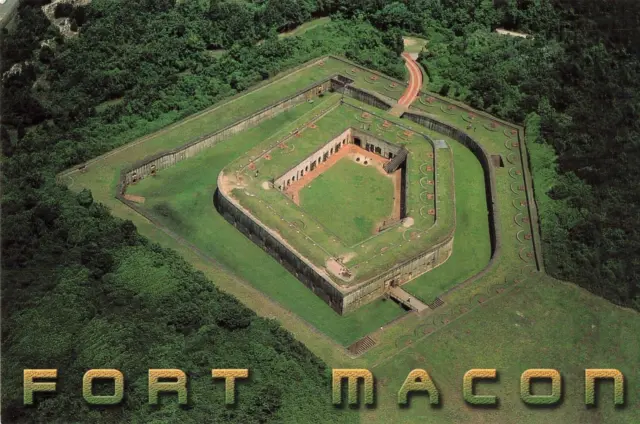 Fort Macon State Park Aerial View Moat North Carolina NC Vintage Postcard
