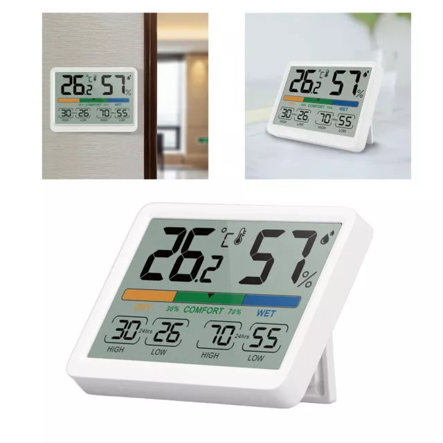 Thermomètre Hygrometre Intérieur, 3PCS Mini LCD Thermomètre Hygromètre  Digital à Haute Précision, Thermomètre d'intérieur Exterieur Mural Pour  Maison