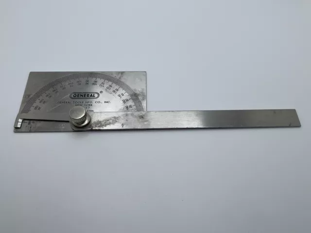 NICE General Tools No. 17 Stainless Steel Protractor Vintage Machinist Gauge USA