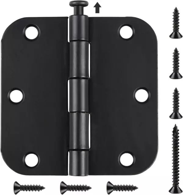6 Pack Black Door Hinges for Doors 3.5 X 3.5 Inch Interior Door Hinges Matte Bla