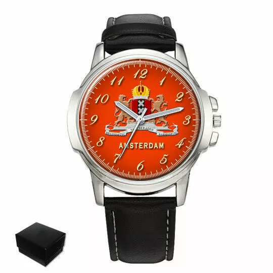 Stadt Amsterdam Wappen Niederlande Herren Armbanduhr Geschenk Gravur