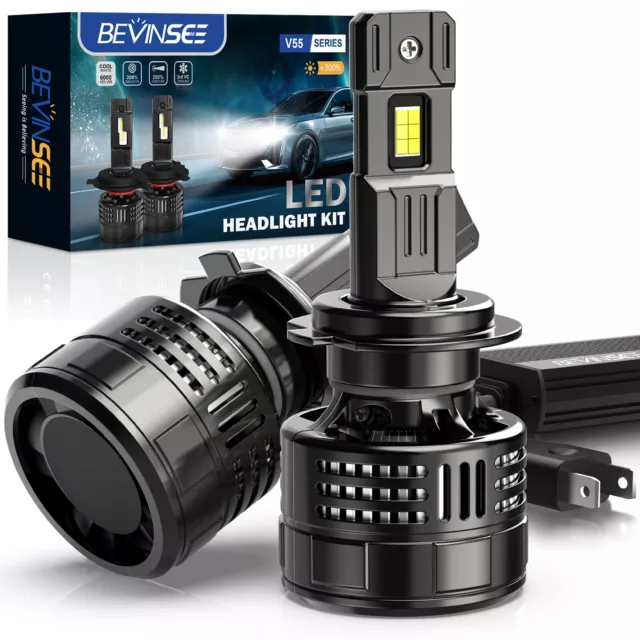 Bevinsee 2X H7 LED Headlight Globe Kit Hi/Low Beam White Light Bulb 150W 28000LM