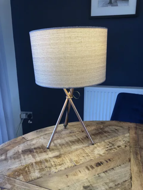 Small Metal Tripod Table Lamp With Shade In Excellent Condition