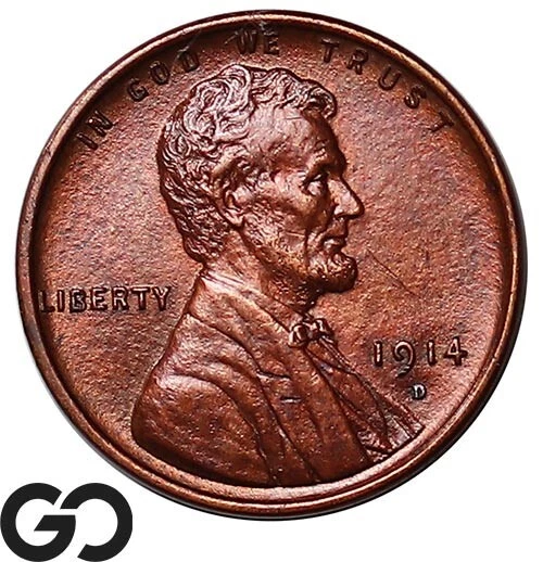 1914-D Lincoln Cent Wheat Penny, RARE This Nice, Razor Sharp Gem BU++ Key Date!