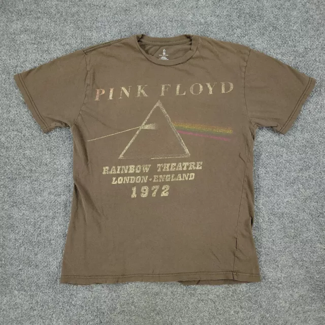 Pink Floyd Shirt Men Medium Brown Rainbow Theatre Graphic Short Sleeve London