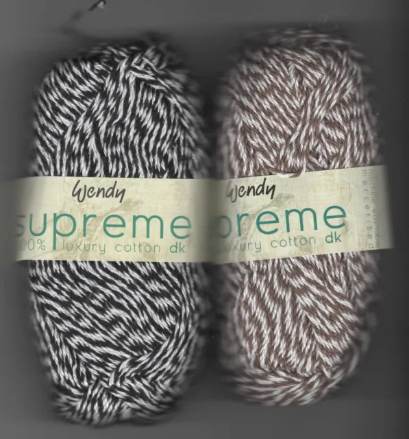 Wendy Supreme Luxury Cotton DK, 100g, Choice of 2 colours