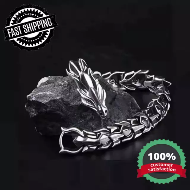 Dragon Bracelet Silver Vintage Viking Wristband Jewelry for Men Bracelet Gift