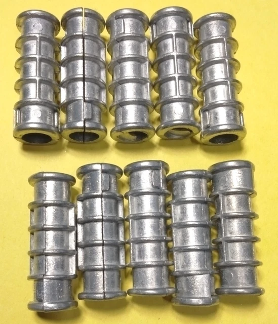 Quantity of 10, 3/8" x 1-3/4" Lag Shield Anchor Short Zinc Alloy 5/8" Hole, New.