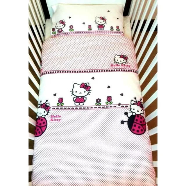 Hello Kitty Parure de Lit Enfant Bébé Housse de Couette + Taie Oreiller