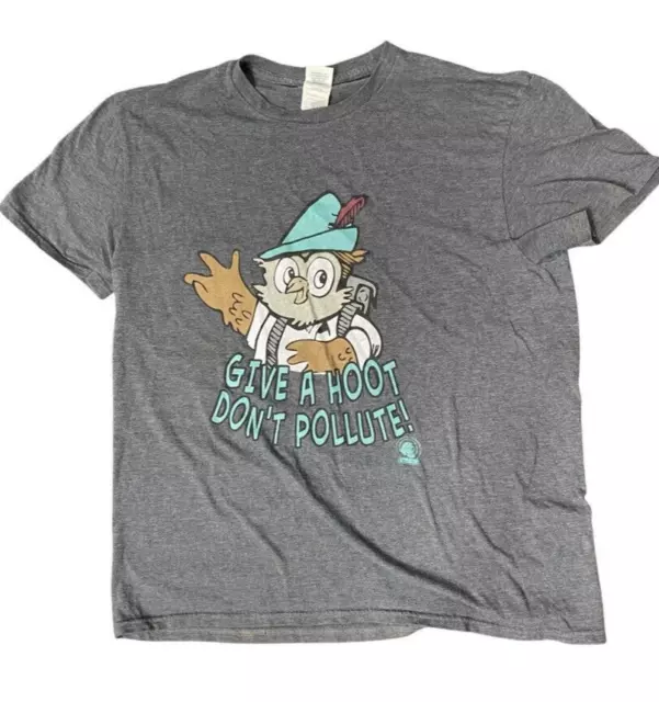 Men's Give A Hoot Don't Pollute Woodsy Owl T-Shirt Men Large Delta Ringspun vtg