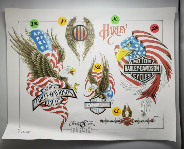 TATTOO FLASH ,CHERRY Creek 1-10 set 2,11 x 14,laminated,with line drawings 1-10. $80.00 - PicClick