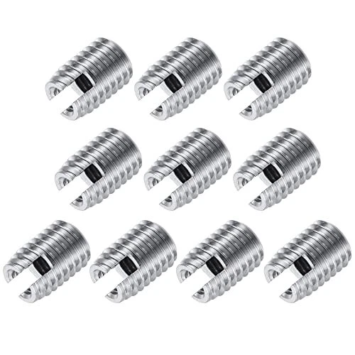 Self Tapping Threaded Inserts M6 M10x14mm Carbon Steel Repairing Nuts 10pcs