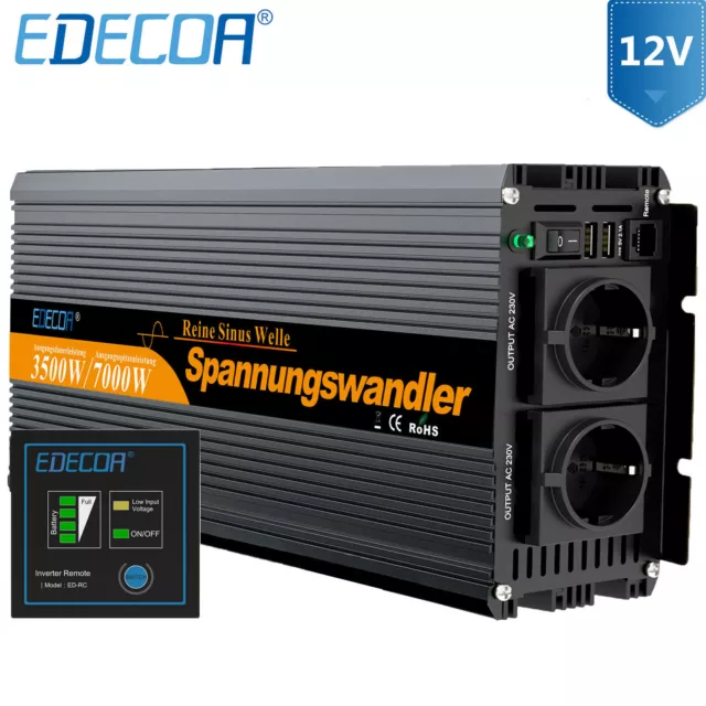 EDECOA Inversor 24V 220v Onda Pura Conversor 2500w 5000W