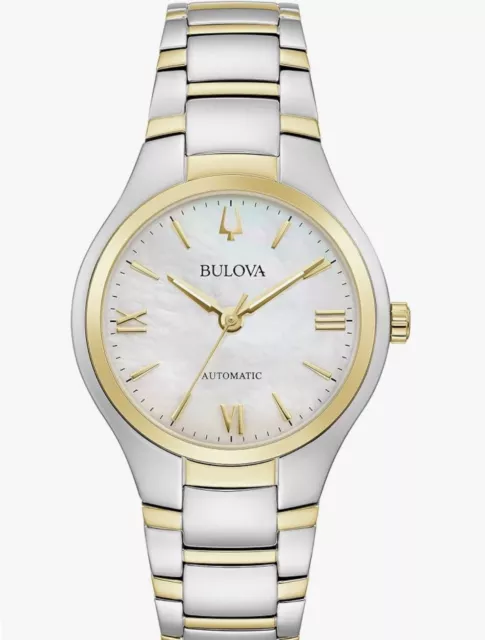 Bulova 98L297 Classic Stainless Mother of pearl Dial Ladies Automatic Watch NEW
