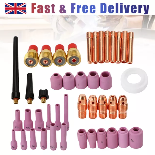 46Pcs TIG Welding Torch Stubby Gas Lens Collet Nozzle Kit For WP-9 WP-20 WP-25