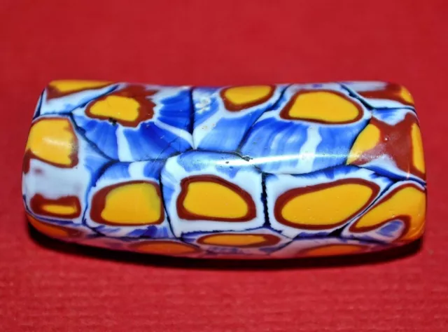 Re-Ground & Polished Antique Venetian Millefiori Semi Elbow Bead African Trade