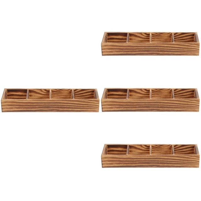 Scatola portaoggetti in legno 4 pezzi per piatto da dessert da cesto portaoggetti
