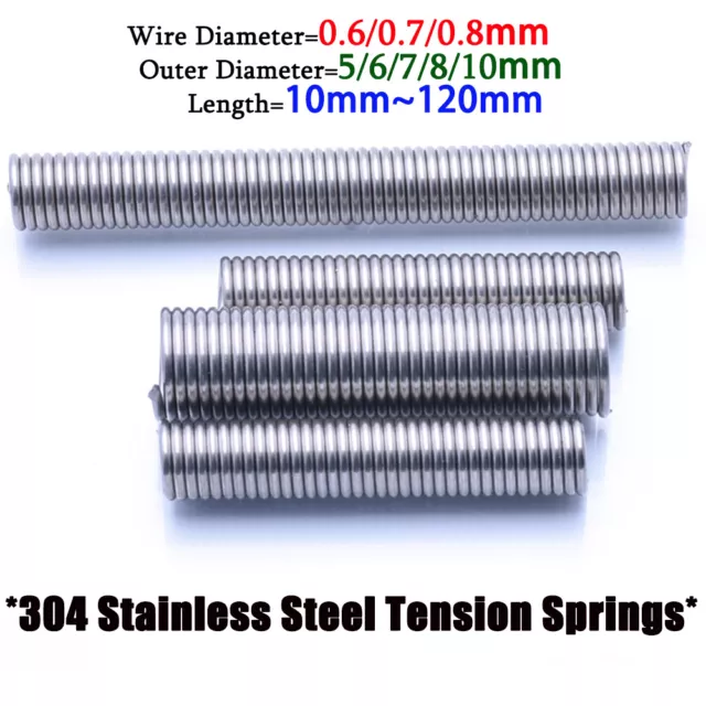 Extension Spring Stainless Steel Tension Spring Pipe 0.6/0.7/0.8mm Hookless Ring