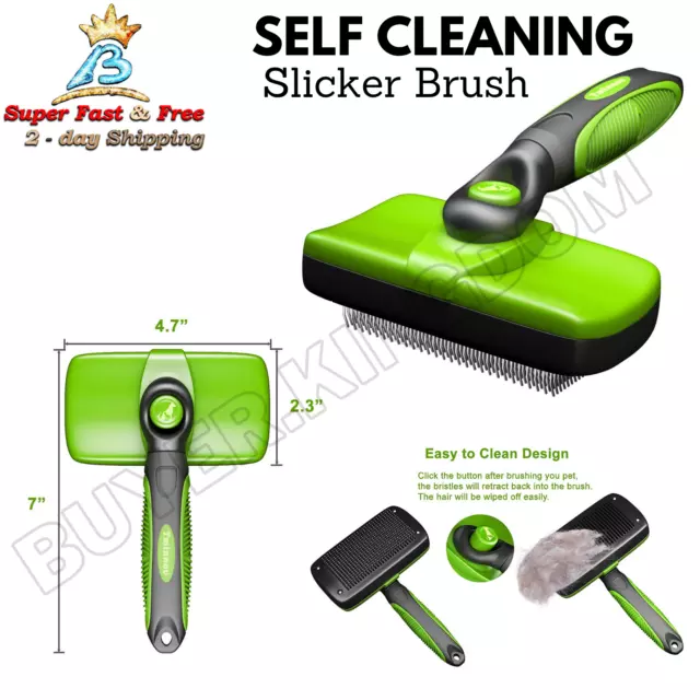 Self Cleaning Slicker Brush Dog Cat Grooming Hair Deshedding Undercoat Pet Puppy