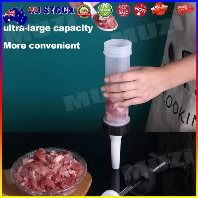 Manual Sausage Stuffing Machine with 3 Filling Nozzles Meat Injector Tool Useful