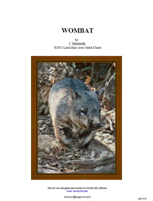 WOMBAT  - cross stitch chart