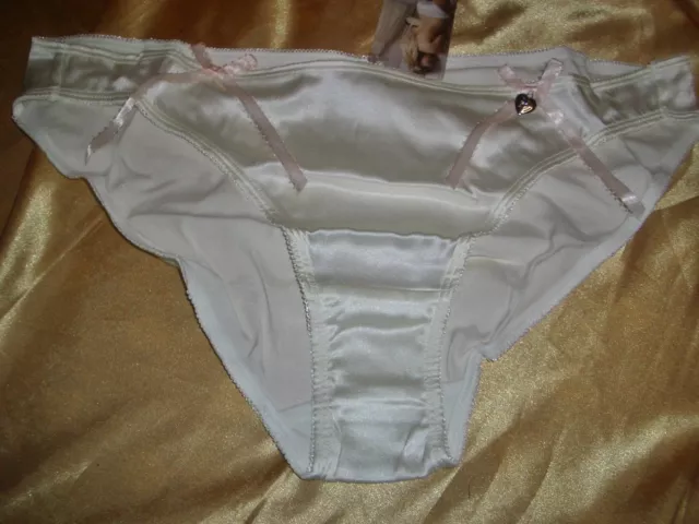 Himmlisches Glanz Seiden Höschen Gr. XS ivory Seidenslip Panty Schlüpfer  (D189)