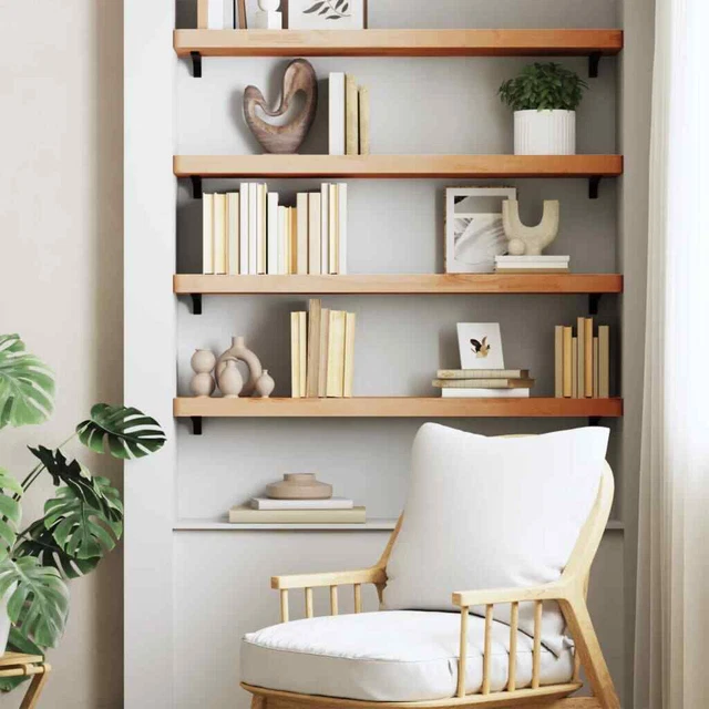 Vidaxl Mensola a Parete 80x20x4 cm in Legno Massello di Faggio