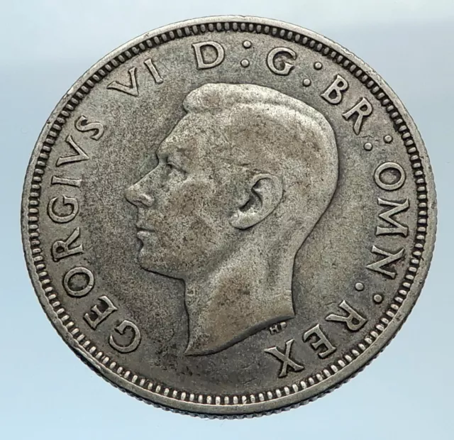 1937 United Kingdom Great Britain GEORGE VI Silver Florin 2Shillings Coin i74319