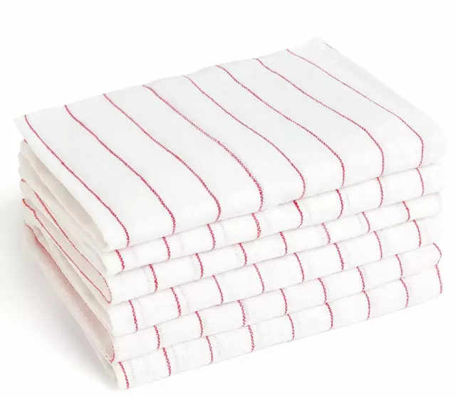 Glass Towel 24 Pcs Tea Towel Cloth 100% Cotton Kitchen Red Stripe Dish Towel