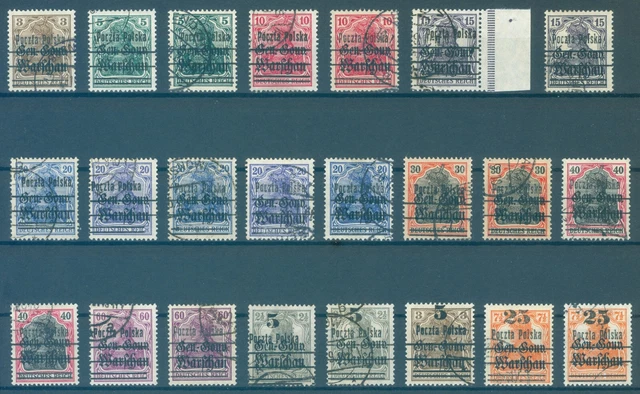 POLEN POLSKA GERMANIA Nr. 6-16 Type I+II inkl. Farben, tad. gestempelt, L@@K!!