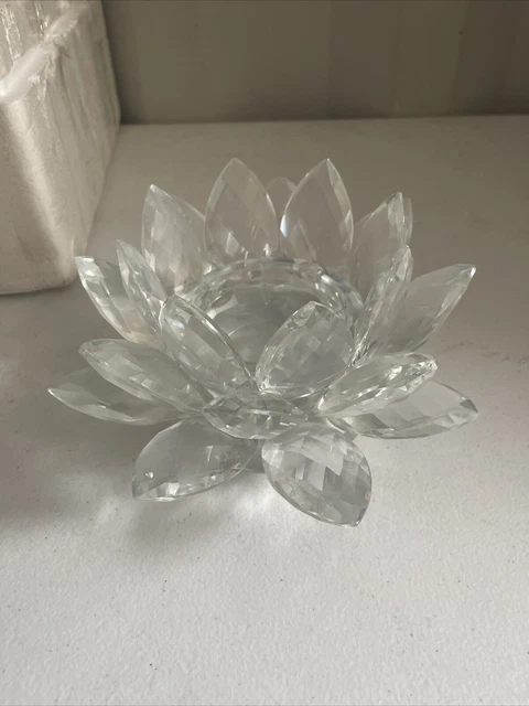 Large Crystal Lotus Flower  Feng Shui Home Decor Clear