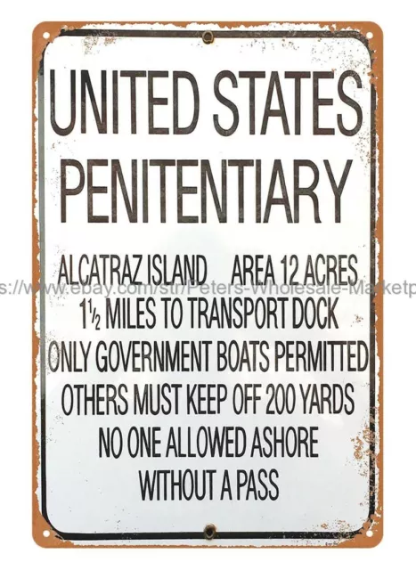 wall art UNITED STATES PENITENTIARY ALCATRAZ ISLAND PRISON metal tin sign