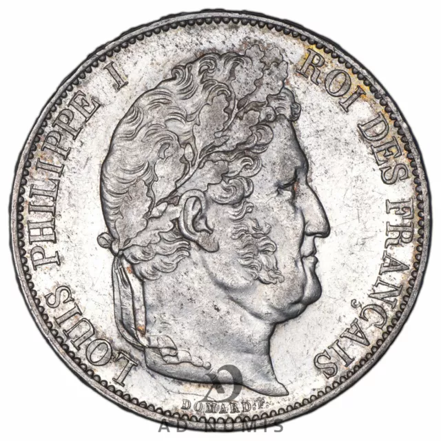 France 5 Francs 1845 W Louis-Philippe Silver AU+ Lille Coin French