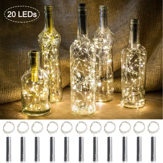 20 LED Wine Bottle Fairy String Light Battery Cork Light Christmas Wedding Party