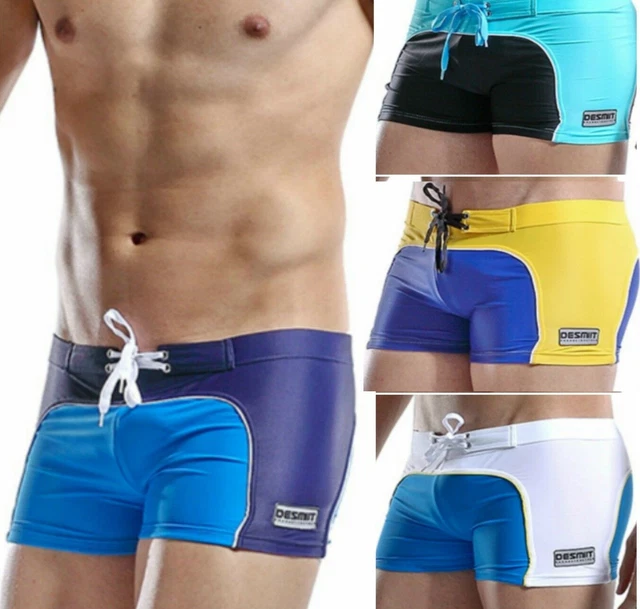 70's Aussie Bum Style Swimming Trunks Square Cut Shorts Retro  By Desmiit