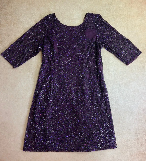 Vintage Purple Sparkly Beaded Large Sequin Dress Size 22