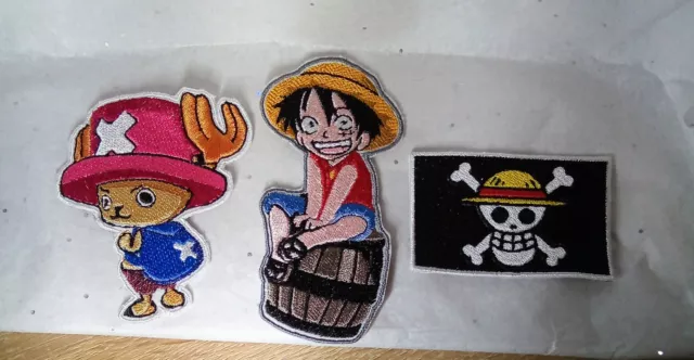 One Piece Manga lot de 3 patchs thermocollants brodés qualité artisanale