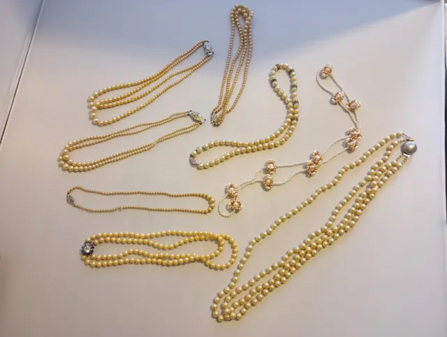 Faux Pearl Necklaces Job Lot - Used and Various Condition
