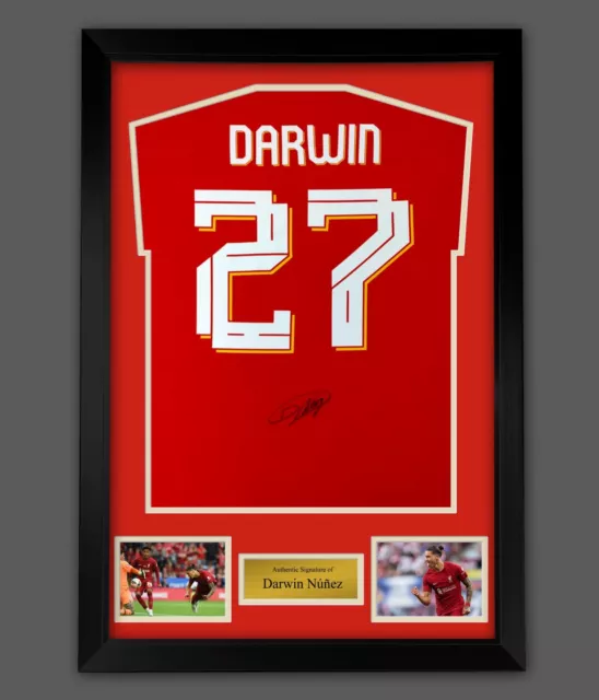 Darwin Nunez Signed Red Player T-Shirt In A Framed Display, Liverpool Player