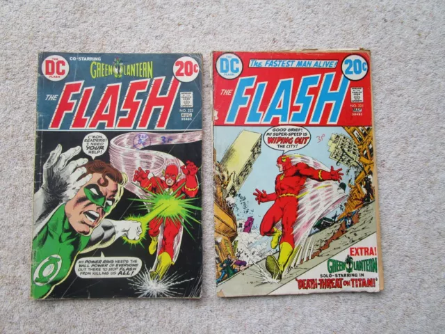 DC Comics The Flash x2.  Vol 24, No. 221 May 1973 and No. 222 Aug 1973. Good.