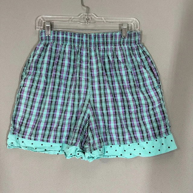 Vintage Ocean Pacific OP Adult Size Medium Plaid Polka Dot Boxer Shorts Lounge