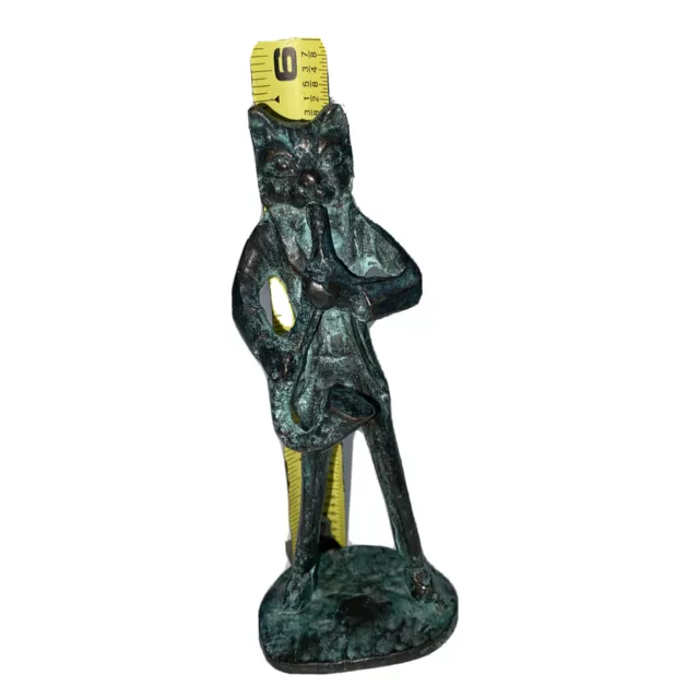 Jazz Cat figure cast bronze brass metal handmade art home decor charm animals