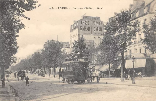 CPA 75 PARIS / PARIS 13e / AVENUE D'ITALIE / TRAMWAY OMNIBUS