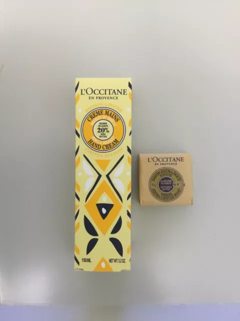 L’occitane Shea Hand Cream 150ml Vanilla Bouquet boxed + Verbena Soap 50g