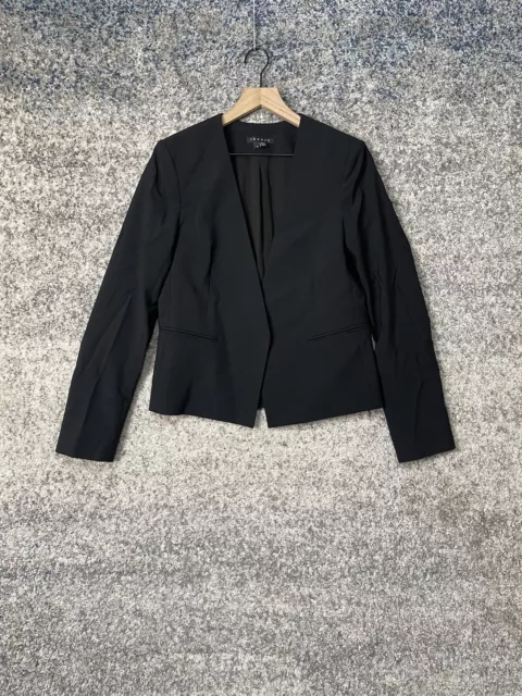 Theory Women's Black Lanai Classic Open-Front Blazer Suit Jacket Size 10